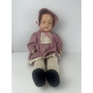 Antique Vintage Composition Doll All original 1920s 1930s Movable Eye Lids